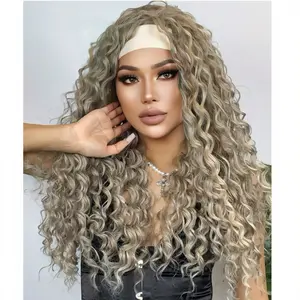 HAIRCUBE 26in Female Synthetic Curly Wig with Hairband - Long Wavy Gray Style for Natural Looking Wigs, Full Head Coverage & Stylish Appearance