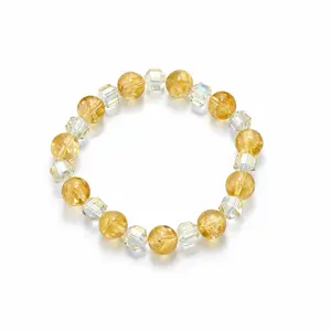Citrine Bracelet with Clear Spacers - Elegant Beaded Design for Everyday Wear - Abundance Manifestation Jewelry