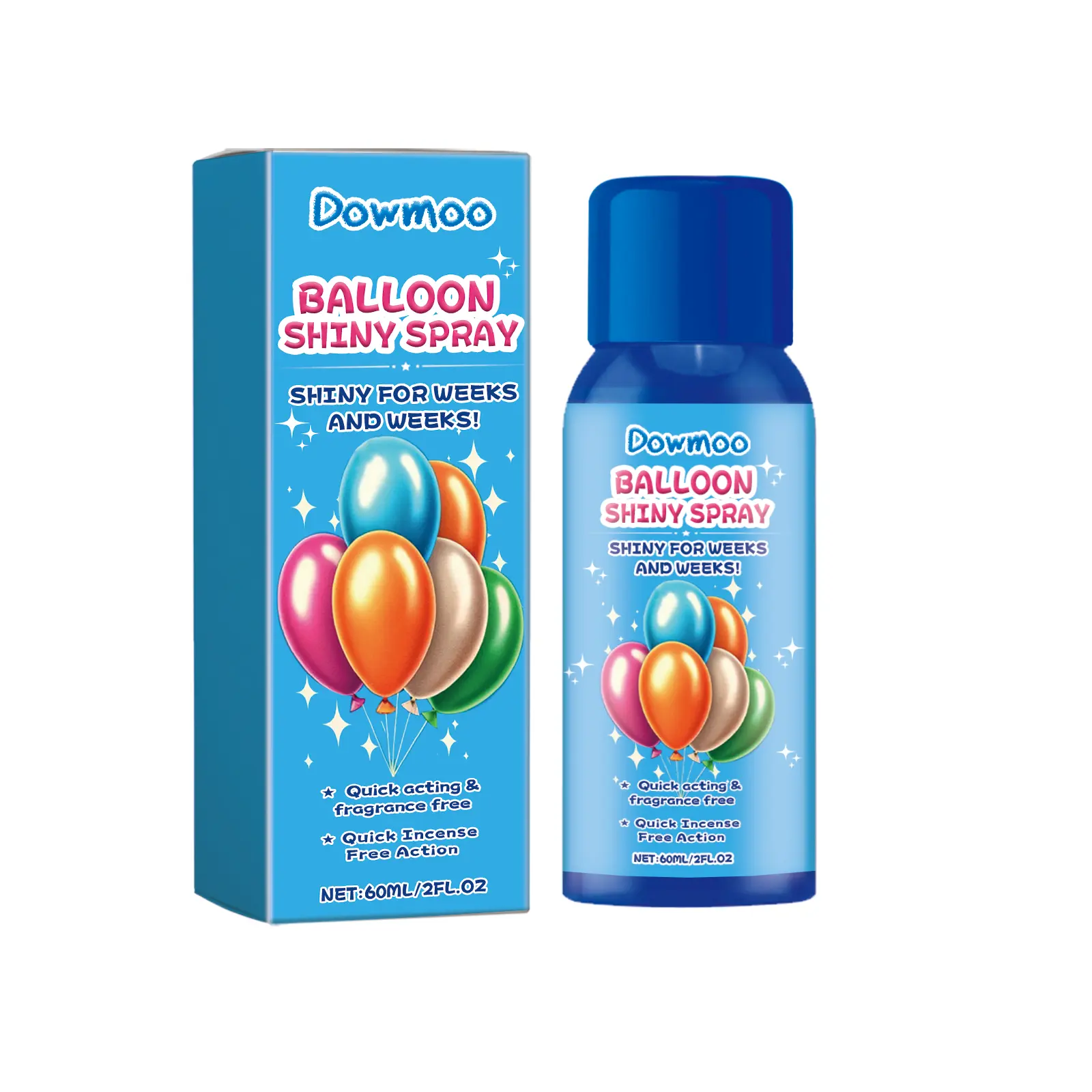 Dowmoon Balloon Shine Enhancer Spray - Fragrance-Free, Odorless, Silica-Infused, Quick-Acting, Propylene Glycol-Included Portable Compact Spray for Happy Birthday, Birthday Party Balloon Decoration, Anti-Oxidation, Surface Brightness Boost