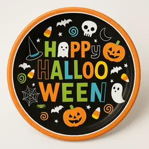 Spooky Halloween Friends 6.75" Round Paper Plates