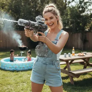 Quriov Powerful Automatic Electric Water Pistols with Realistic Glowing Muzzle, 320cc Large Capacity, Long Range Up to 32 Feet, Summer Outdoor Fun Toy for Adults and Kids, Perfect Gift for Summer