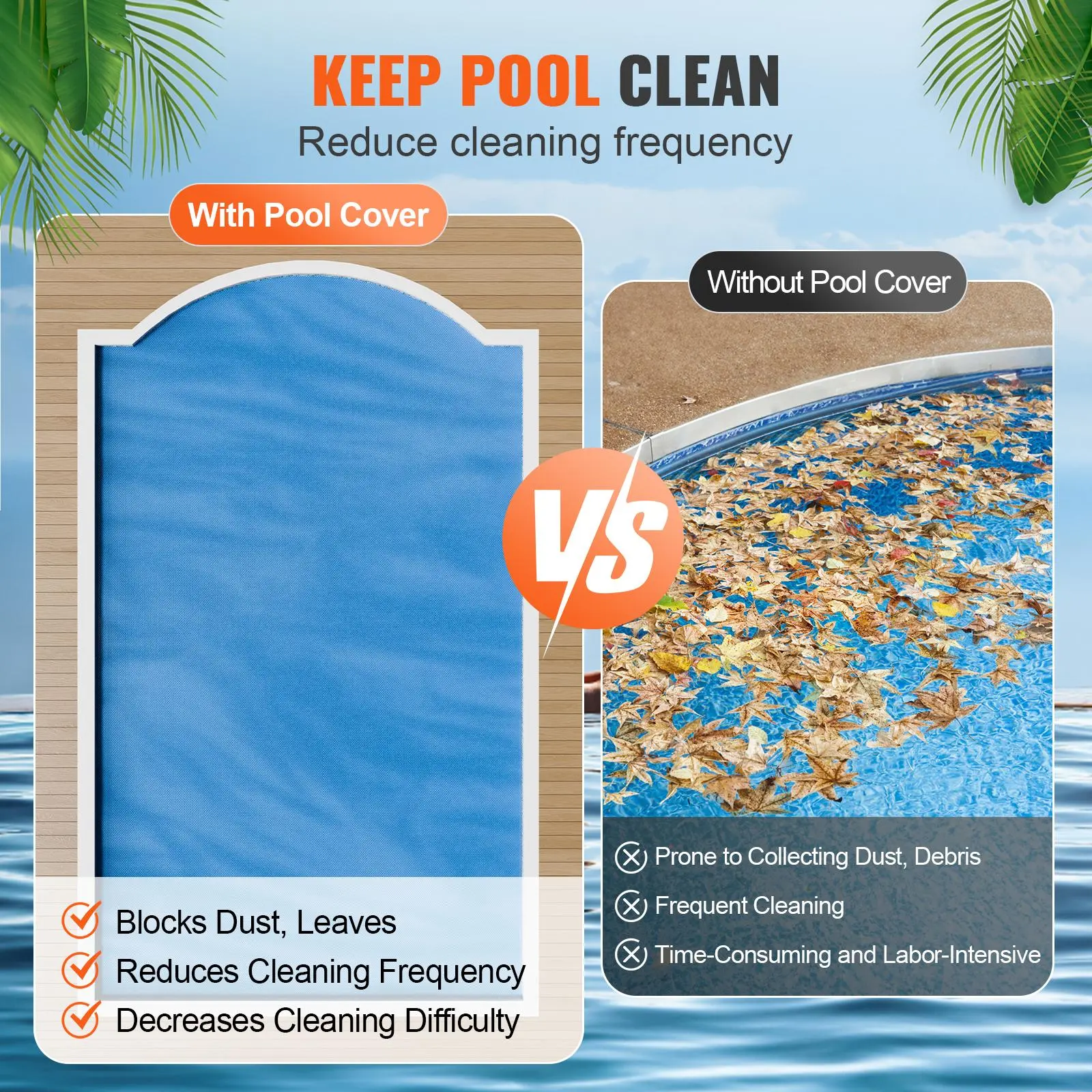 【Summerfinds】VEVOR Solar Pool Cover, 24 x 12 ft Rectangle Solar Blanket for Pools, Inground Above Ground Swimming Pool Solar Cover, 12 mil Solar Covers Blue