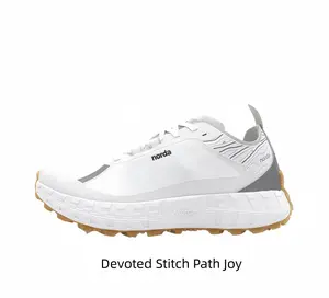 Men's Trail Running Shoes White Grey - Outdoor Hiking Sneakers Gum Sole Non-Slip Lightweight Sports Footwear