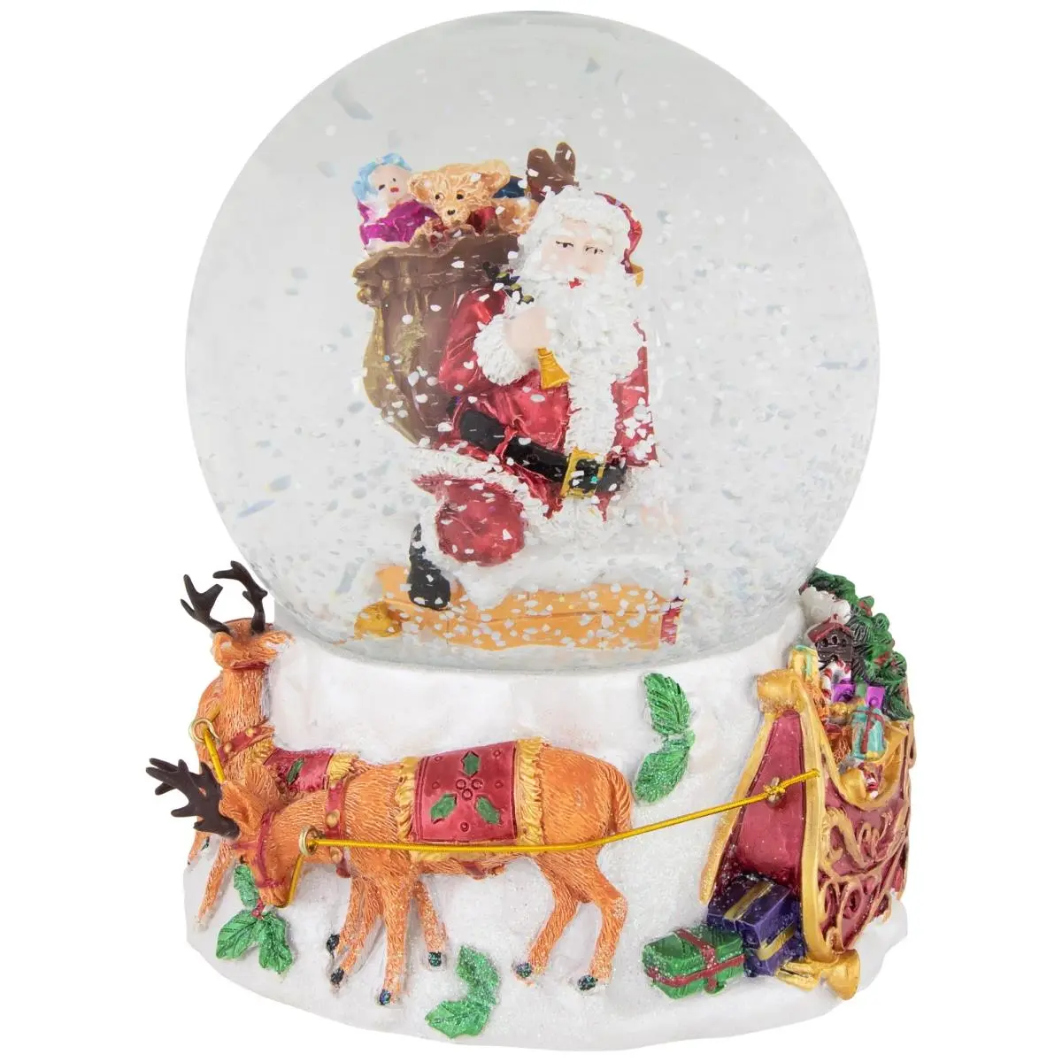 212 MAIN 6.5 in. Glass Santa Delivering Gifts Musical Christmas Water Globe, Festive Home Decoration