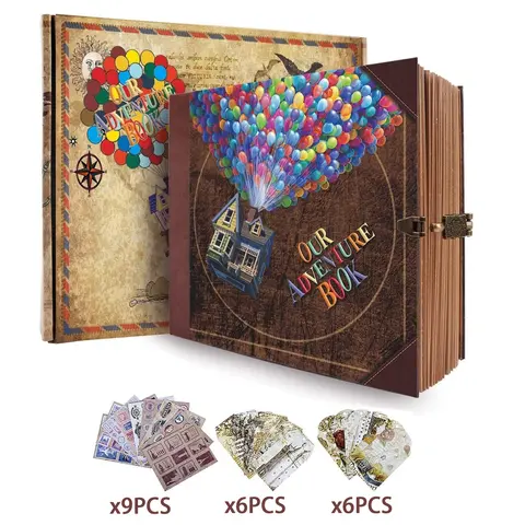 Our adventure book adventure themed album consists of 146 pages, DIY handmade scrapbook for wedding anniversary memories, vintage kraft paper design suitable for customized photos, and perfect gift for couples and memory collectors