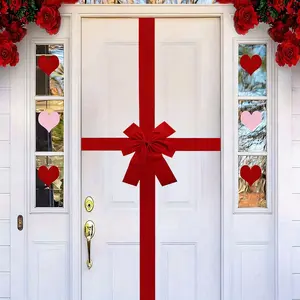 Large Door Hanging Bow Decorations, Elegant Christmas Bows, Polyester Fiber Holiday Door Ornaments, Easy to Hang, Perfect for Festive Seasons
