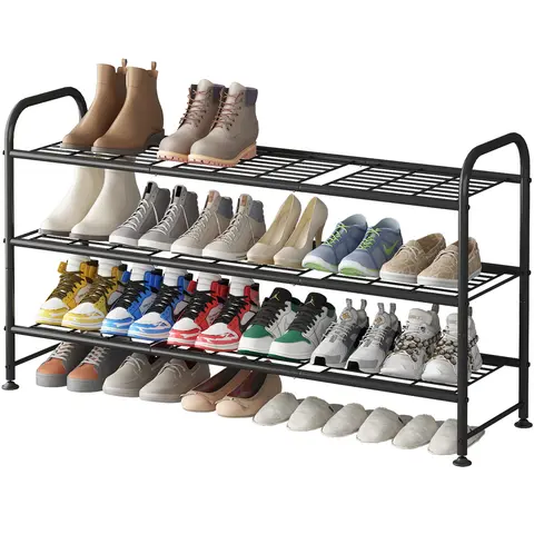 LINZINAR Corrosion Resistant 4-Tier Metal Shoe Rack Organizer, High-Capacity Closet Storage with Shelf, Durable Fit for Uneven Floors, Easy Assembly for Dorm Room & Entryway (Entryway Inspo)