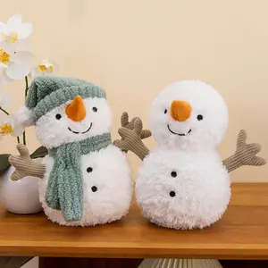 Festive Snowman Plush Toy Soft Stuffed Animal Holiday Home Decor Christmas Ornament Safe Material Non-Wooden Compact Size