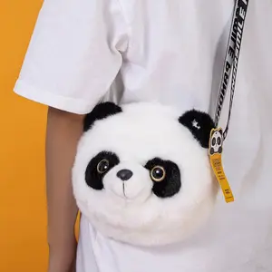 Panda Life Shop, Cute Panda Head Shoulder Bag Crossbody Bag Plush Small Bag Sichuan Chengdu Panda Base Same Style Souvenir Festival Gift