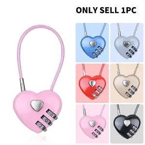 Love shaped padlock dormitory bedroom creative small gift simple basket anti-theft lock bicycle wire password lock