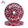 RITFIT Pink Leopard Animal Print 2in Rubber Olympic Bumper Plates - Barbell Weight Plates with 2" Center Hole, Non-Slip Grip, Enhanced Safety, Handcrafted Quality, Low Bounce, Home Gym Resistance Training Workout Weights Equipment