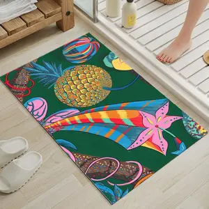 1pcs diatomaceous earth bathroom anti slip mat with 2026 New Year theme styleColorful Tropical Pineapple Flower Pattern Bathroom Mat - Anti Slip, Decorative, Quick Drying, Washable Bathroom Floor Mat - Ideal for Bathroom Decor and Accessories, Shower