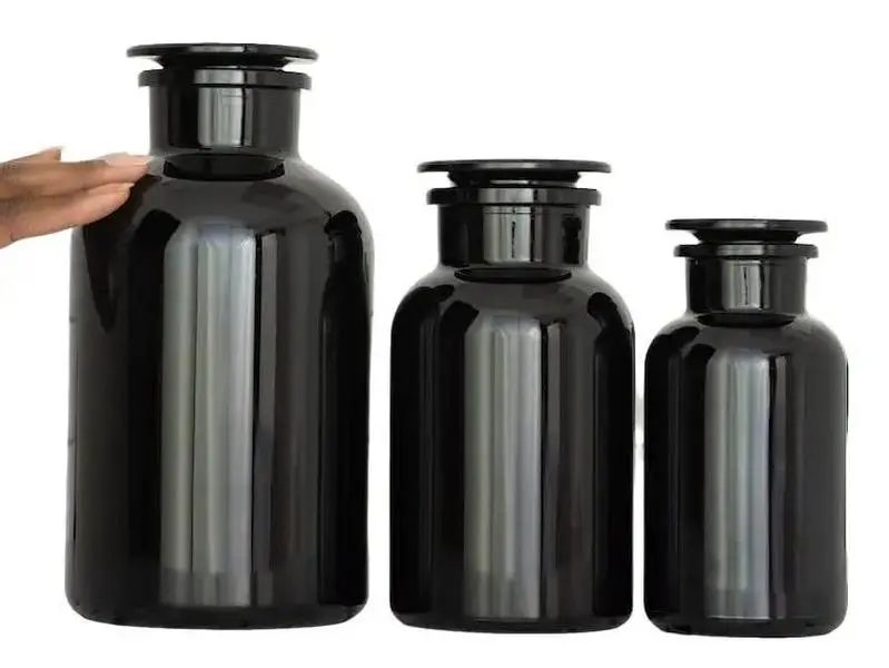 UV Glass Apothecary Jar Canister Set | Airtight Vintage Style Kitchen Storage for Herbs, Coffee, Tea, Flour and Sugar, Spices, etc