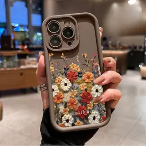 Floral Garden Pattern TPU Phone Case for iPhone 17 16 15 14 Pro Max 13 12 11 Plus Shockproof Full Camera Protection Durable Slim Silicone Cover Cellphone Protective