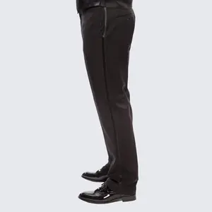 Premium Black Slim Fit Tuxedo Pants with Satin Stripe