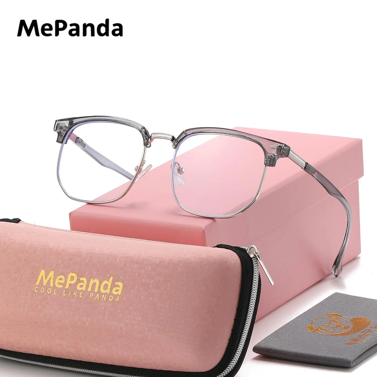 MePanda Unisex Trendy Stylish Fashion Simple Frame Glasses Retro Literary Half-frame Plain Glasses