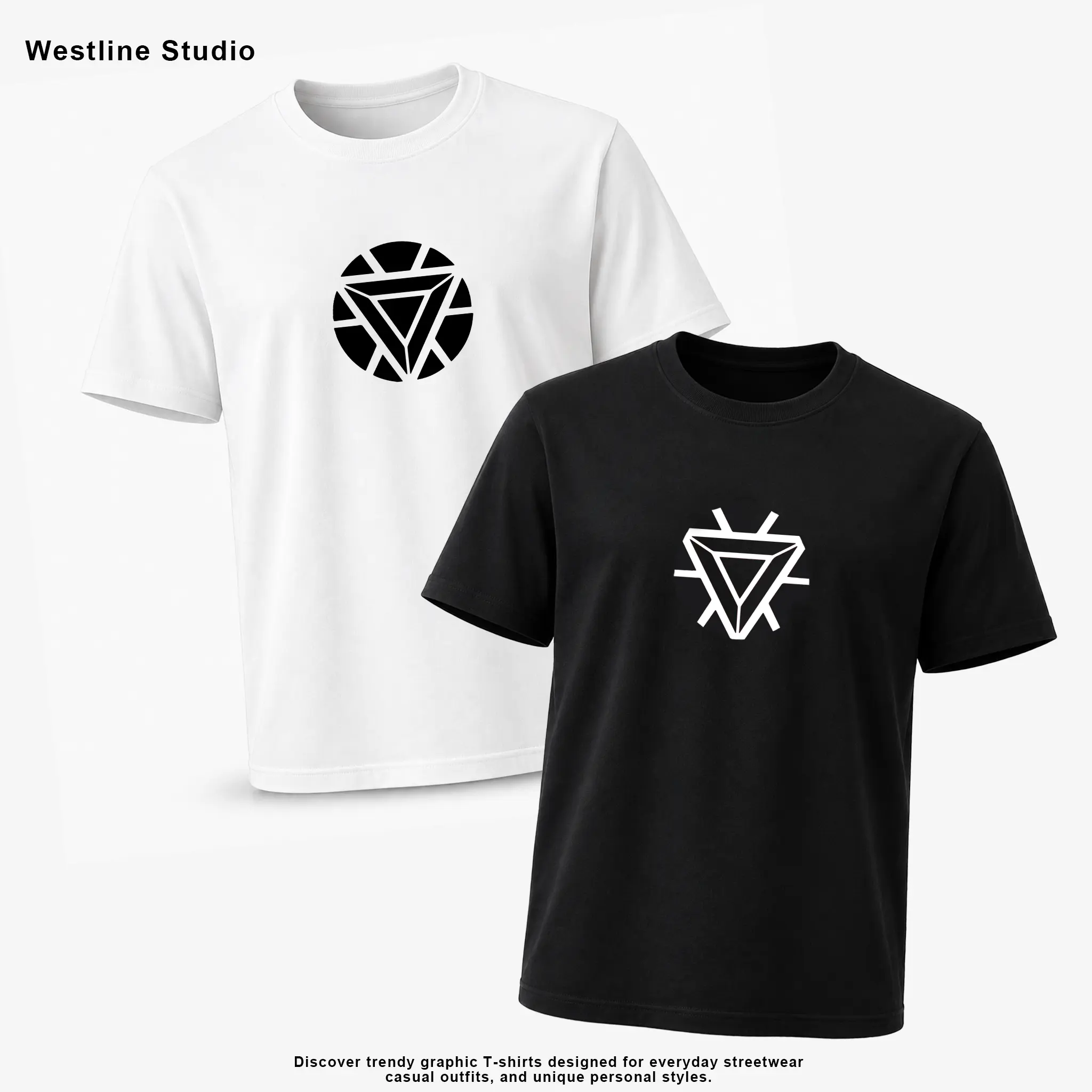 Men’s Futuristic Energy Reactor Graphic T-Shirt, Geometric Reactor Core Symbol Tee, Black and White Short Sleeve Crew Neck Sci-Fi Casual Streetwear Top