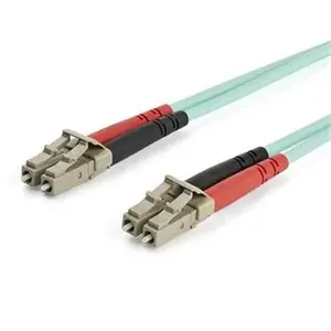 Startech A50FBLCLC15 10GB OM3 LC to LC Multimode Duplex Aqua Fiber Optic Patch Cable - 15m, High-Speed 10 Gigabit Ethernet, 50/125 Micron Fiber, 850 nm, LSZH Flame Retardant Jacket, High-Bandwidth Data Transmission Accessory for Schools