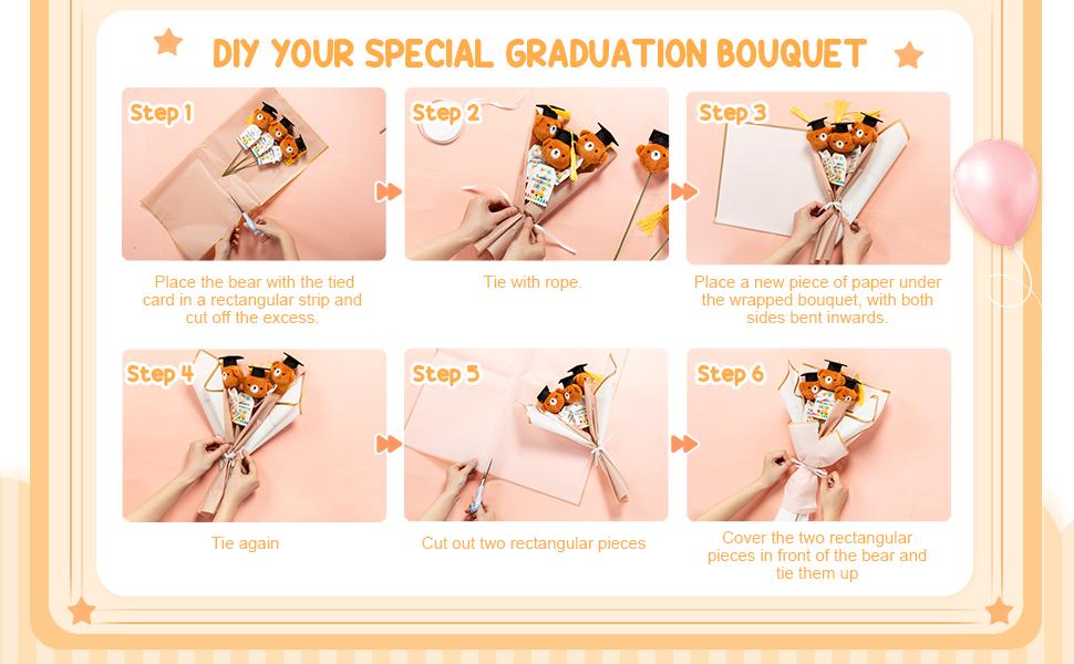 12 Sets Graduation Bear Bouquet Gifts DIY Mini Graduation Bears Bouquet Kits Kindergarden Preschool End of Year Gifts for Students 2026 Grad Party Table Decor Keepsake Photo Props Vase Filler