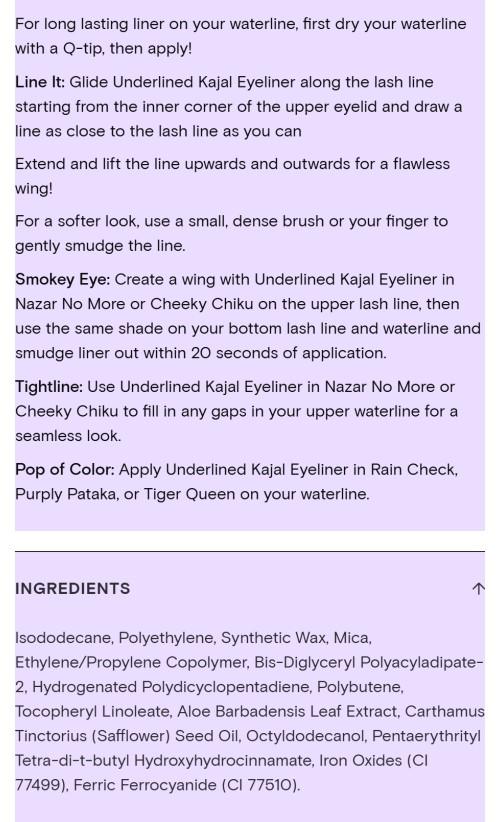 Kulfi Underlined Kajal Eyeliner - Ultra Smooth Waterproof Smudge Proof Long Lasting Eyeliner