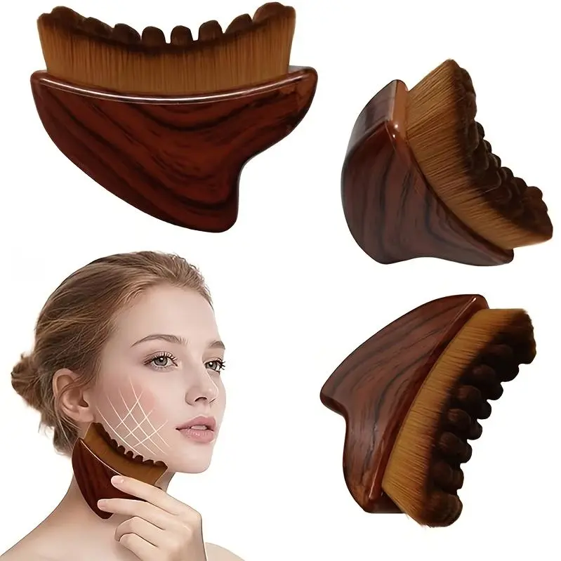 New Lymphatic Face Brush- Ergonomic Portable Facial Lymphatic Drainage Massager, Easy-to-Use V-Face Sculpting Roller, Double Chin Lifting & Firming Beauty Device, Multifunctional Chin Gua Sha Board For Facial Contour Shaping Tool