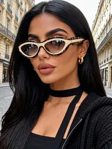 Elegant Oval Dual-Layer Large Frame Women's Leopard Pattern Sunglasses, Casual Versatile Design, Perfect for Daily Outdoors Use