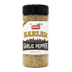 Badia Harlem Garlic Pepper Seasoning Blend Bottle, 6 oz - Bold Flavor for Chicken, Steak, Seafood, Gluten Free