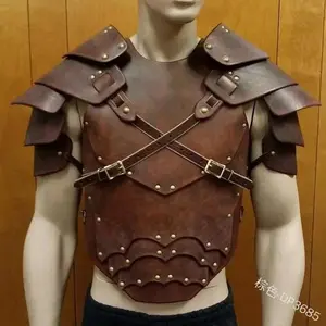 Medieval Warrior Chest Shoulder Gladiator Armor Steampunk Viking Larp Gothic Knight Spaulder Set Leather Cosplay Breastplate