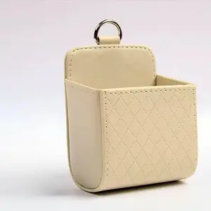 Car Leather Ventilation Storage Bag, Multi-functional Phone Holder Organizer, Convenient Accessory for Car Driving, Includes Hook, Car Console Organizer