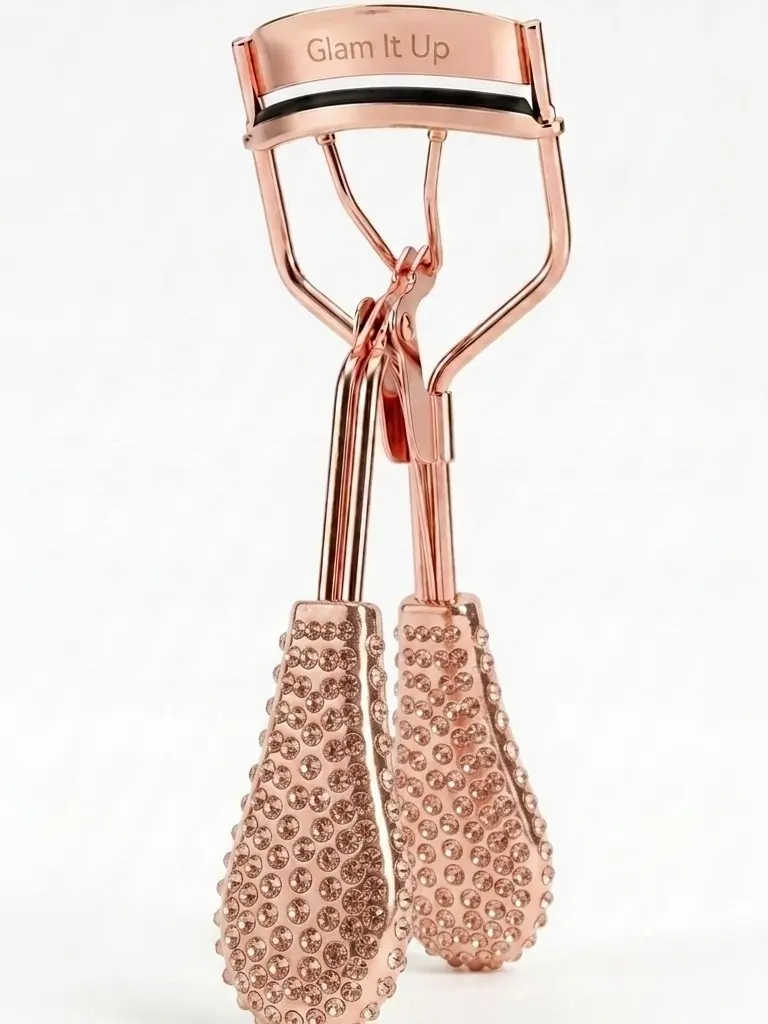Rose Gold Eyelash Curler Kit with 5 extra Silicone replacement pads and 1 brush