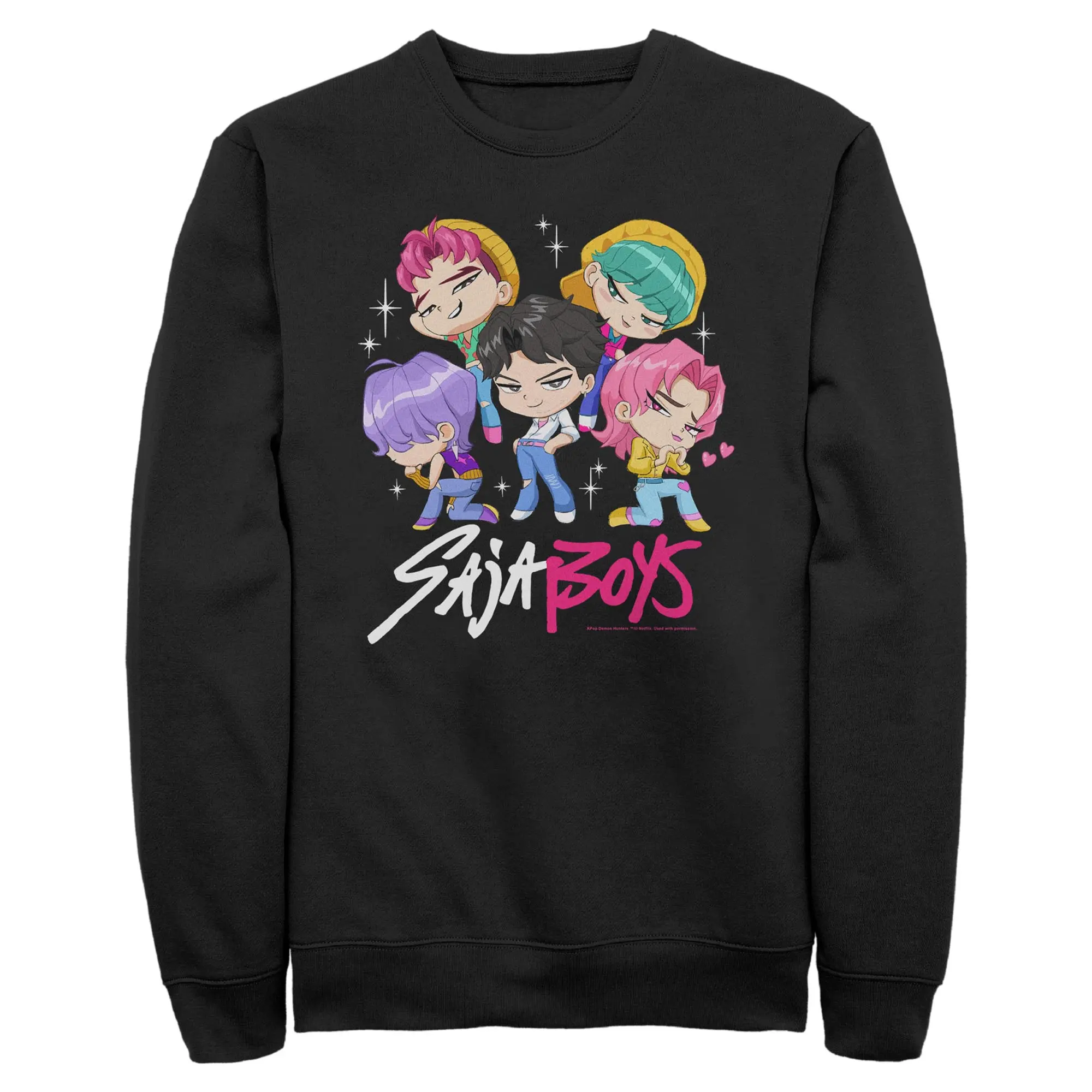 Mens KPop Demon Hunters Saja Boys Chibi Group Cartoon Band Graphic Sweatshirt, Menswear Casual Long Sleeve Round Neck Men's Sweatshirt, Top, Hoodie