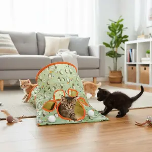 Collapsible Cat Tunnel Bag - Interactive Tunnel for Indoor Cats with Entrance/Exit Hole, Portable Kitty playhouse, Orange  Colors - Ideal for Solo or Multi-Cat Households, Feline Enrichment, Fun Feline Hideout, Lightweight Playhouse, Multicat Homes