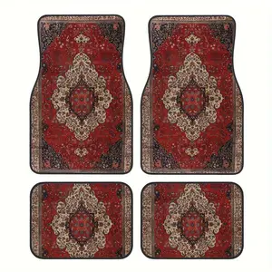Bohemian Style 4-Piece Car Floor Mat Set - Suitable for Most Cars, Front and Back Waterproof Pads Durable, Easy to Clean Car Interior Accessories