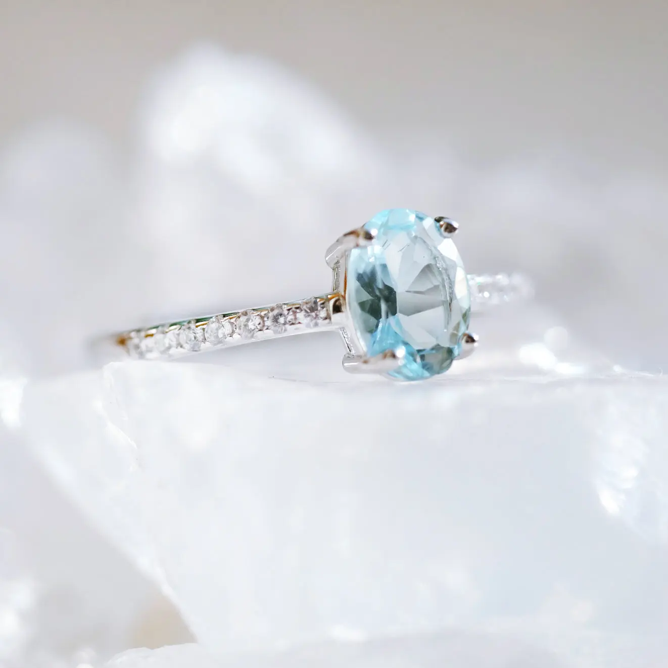 Aquamarine Ring Natural Gemstone 925 Sterling Silver Adjustable Oval Shape Ring Minimalist Style Thoughtful Gift Elegant Daily Wear
