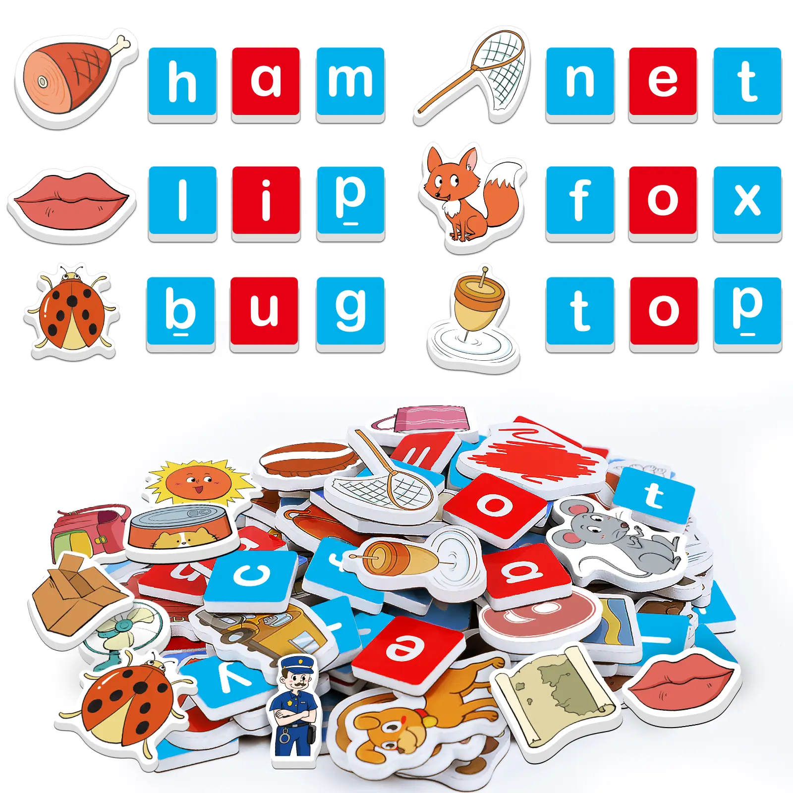 Magnetic Letters & CVC Word Games, Phonics Games, Alphabet Learning Toys, Refrigerator Fridge ABC Magnets, Spelling Reading for Classroom