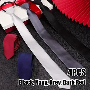 Men'S Zipper Ties 4PCS Adjustable Pre-Tied Neckties Men'S Casual Black Red Tie Business Tie Ideal Gift for Groom Best for Man Wedding Work vampire costume