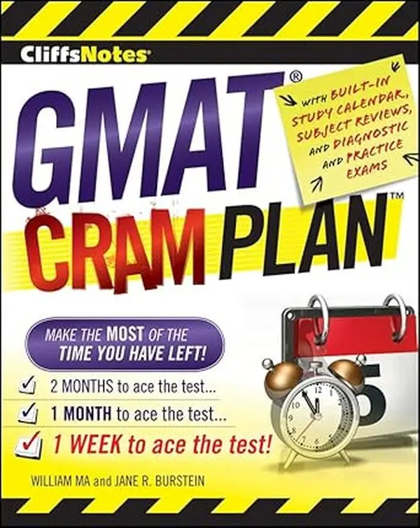 CliffsNotes GMAT Cram Plan Education Textbook, with Time Management Support for Graduate Management Admission Test Prep, Built-In Study Calendar, Diagnostic Test, Time-Based, Full-Length Practice Test