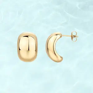 PAVOI Waterproof Chunky Earrings for Women - 14K Gold Plated Thick Statement Studs - Stainless Steel Chunky Gold Earrings Bold Jewelry