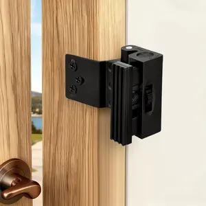 Adjustable   Door Reinforcement Lock,Heavy Duty Zinc Alloy Door Lock,Childproof Safety Door Lock, Device for  Safety,Prevents Unauthorized Entry (1, Black)