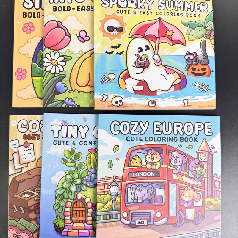 12-Piece Thick Coloring Book Set with 36 Colors, Coloring Book Markers, Cute Designs, Multiple Themes, Perfect for Daily Leisure & Holiday Gifts