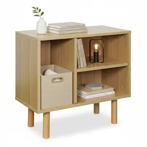 Home Zone Living Stackable Storage Cube End Table with Customizable Door and Shelf Options