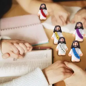 50 Mini Jesus Silicone Statues, Multiple Colors, 'jesus Loves You' Print, Religious Party Gifts, Easter Sunday School Baptism Presents
