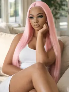 Long Lace Front Wig, 13x4 Heat Resistant Straight Hair, No Glue Pre-Bleached Transparent Lace, 26 Inches, Perfect for Daily Wear, Parties, Makeup