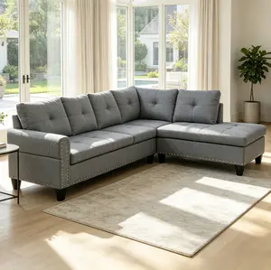 Grey Linen 3-Piece Living Room Sofa Set, Breathable Anti-Pilling Linen Fabric Sofas with High-Density Rebound Cushions and Sturdy Frame for Family Leisure Gatherings, Sofas Living Room