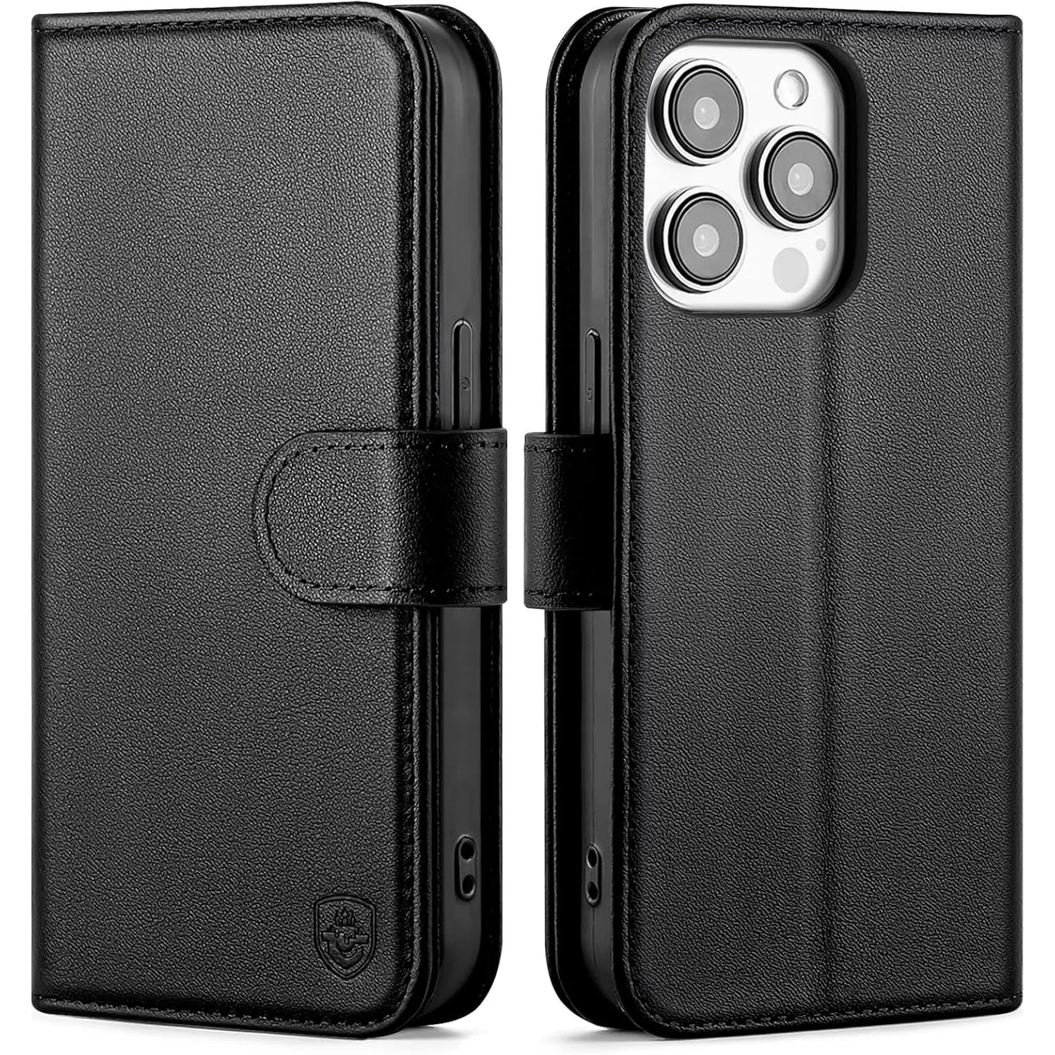 Compatible with iPhone 12 Pro Max Genuine Leather Case Wallet with Card Holder,Women Men Real Leather Flip Folio RFID Blocking Credit Card Slots Phone Cover,for  12 ProMax,Black