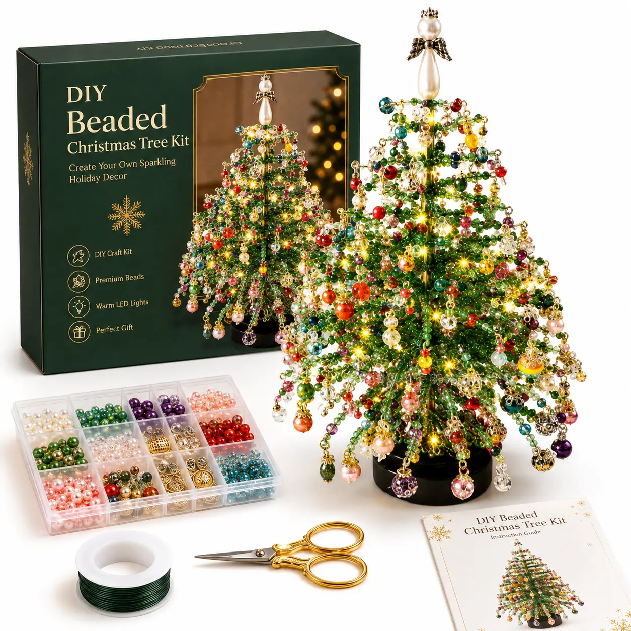 DIY Christmas beaded tree kit, improve your hands-on skills, feel accomplished, craft project, beautiful gift, festive vibes