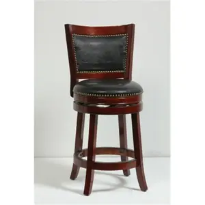 212 MAIN 24 in. Bristol Hardwood Swivel Stool - Cherry, Easy RTA, Nail Head Trim, Round Comfortable Seat, Stylish Finish, Stylish Look