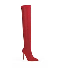 Forever Ensure Glitter Over-the-Knee Boots with Stiletto Heel for Women's Fashion Footwear