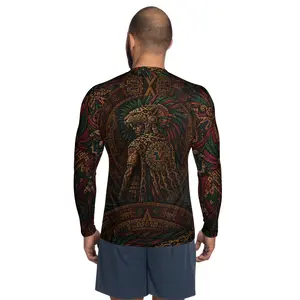 Men's Rash Guard (Ocelotl Aztec) Jaguar Warrior