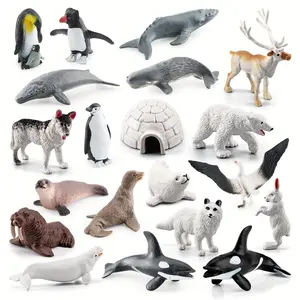 Arctic Animal Model Toy, 20pcs/set Cute Polar Animal Model Toy, Educational Desktop Decoration, PVC Material Animal Collection Toy, Craft Figurine